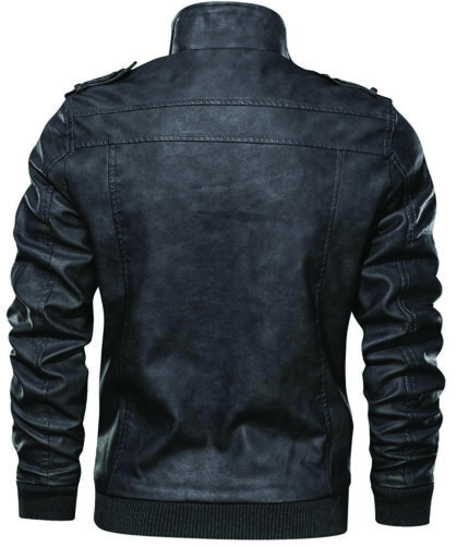 Men's Black Racer Biker Jacket Motorcycle PU Leather Jacket Cool Zipper Pockets Fashion Coats