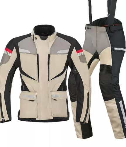 2-Piece Cordura/Textiles Motorbike Suit with Protectors Waterproof Breathable Touring Jacket Pants Motocross Racing Suit 2023 Cream