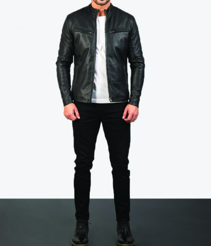 Men's Black Racer Biker Jacket Motorcycle PU Leather Jacket Cool Zipper Pockets Fashion Coats