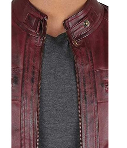 Mens Leather Motorcycle Jackets Cafe Racer Fashion Slim Fit Maroon Leather Biker Jacket