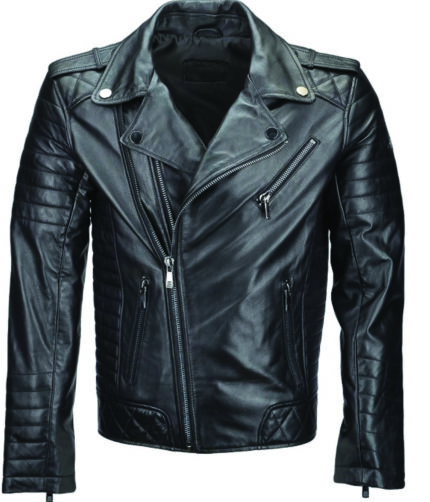 Side Zip Black Biker LAMBSKIN Leather Jacket Casual zipper with Quilted Sleeves