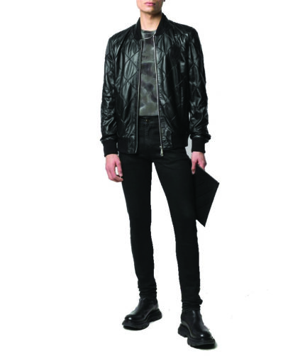 Fashion New Stylish Fully Quilted BLACK LEATHER BOMBER JACKET MEN