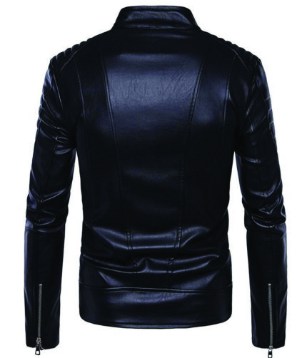 Men's Black Racer Biker Jacket Motorcycle PU Leather Jacket Cool Zipper Pockets Fashion Coats