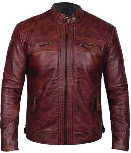 Cafe Racer Distressed Real Leather Jacket for Men American Tan Brown Motorcycle Jacket