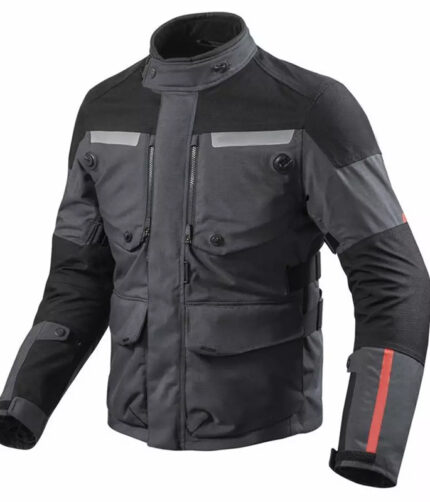 Long Black & Gray Full Waterproof Breathable Jacket Top-Quality Material Armored Motorbike Cordura Textile Jacket