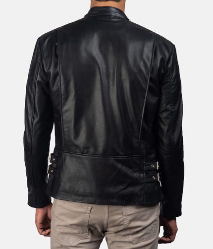 Men's Black Racer Biker Jacket Motorcycle PU Leather Jacket Cool Zipper Pockets Fashion Coats