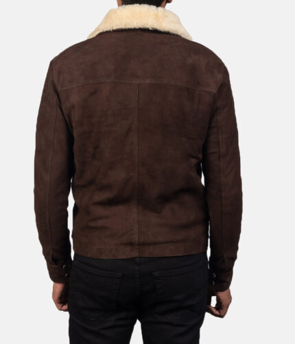 Coffner Brown Shearling Fur Jacket Genuine Lambskin Leather Warm and Stylish Outerwear for Men