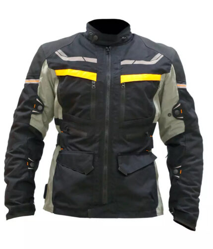 Long Full Waterproof Breathable Jacket Black & Yellow, Gray Top-Quality Material Armored Motorbike Cordura Textile Jacket