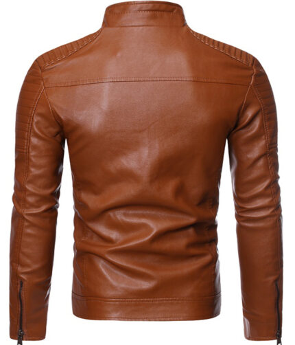 Men's Black Racer Biker Jacket Motorcycle PU Leather Jacket Cool Zipper Pockets Fashion Coats