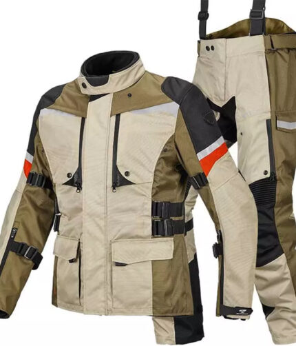 2-Piece Cordura/Textiles Motorbike Suit with Protectors Waterproof Breathable Touring Jacket Pants Motocross Racing Suit 2023 Brown