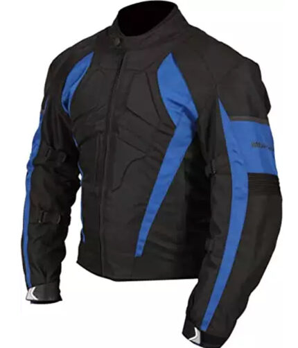 Long Full Black & Blue Waterproof Breathable Jacket Top-Quality Material Armored Motorbike Cordura Textile Jacket