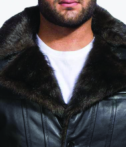 Men's Classic Shearling Furcliff Black Sheepskin Leather Coat Jacket