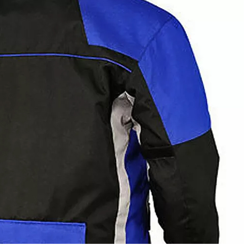 Long Full Black & Blue Waterproof Breathable Jacket Top-Quality Material Armored Motorbike Cordura Textile Jacket