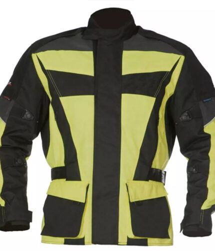 Long Full Black & Yellow Waterproof Breathable Jacket Top-Quality Material Armored Motorbike Cordura Textile Jacket