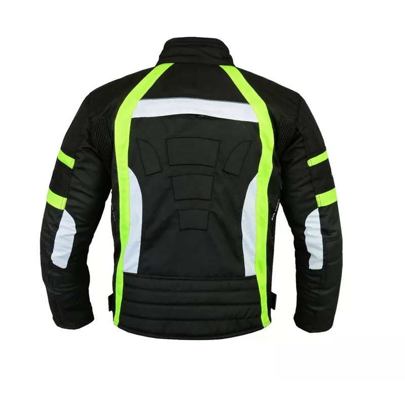 Long Full Black & Green Waterproof Breathable Jacket Top-Quality Material Armored Motorbike Cordura Textile Jacket