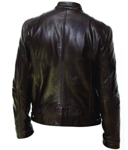 Men's Black Racer Biker Jacket Motorcycle PU Leather Jacket Cool Zipper Pockets Fashion Coats