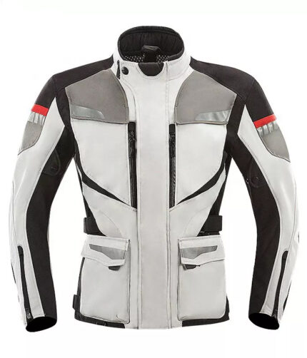 Long White Waterproof Breathable Jacket Top-Quality Material Armored Motorbike Cordura Textile Jacket