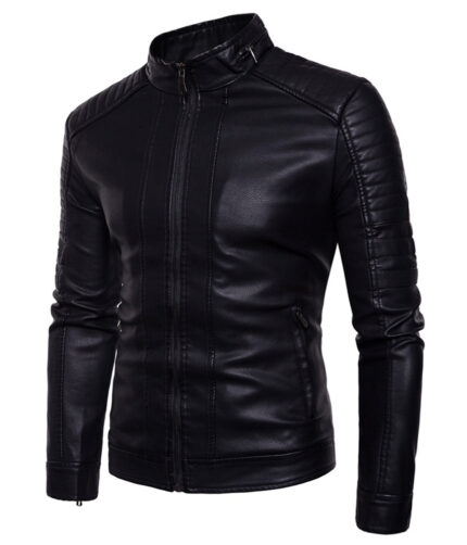 Fashion Black Custom MEN'S High Quality LEATHER JACKET