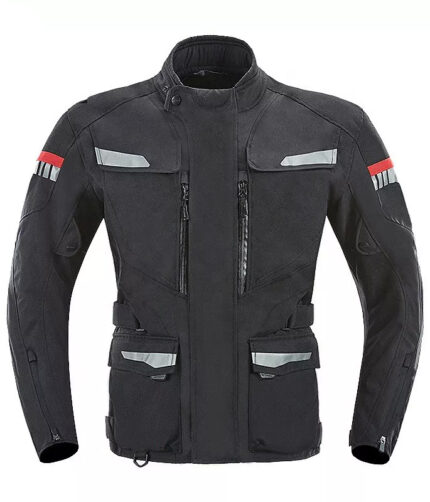 Long Black Waterproof Breathable Jacket Top-Quality Material Armored Motorbike Cordura Textile Jacket