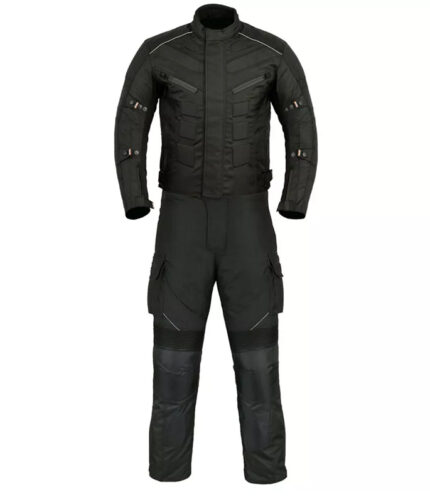 2-Piece Cordura/Textiles Full Black Motorbike Suit with Protectors Waterproof Breathable Touring Jacket Pants Motocross Racing Suit 2023