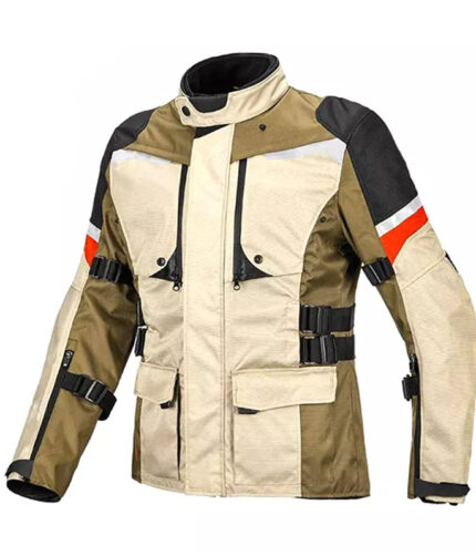 Long Skin & Brown Waterproof Breathable Jacket Top-Quality Material Armored Motorbike Cordura Textile Jacket