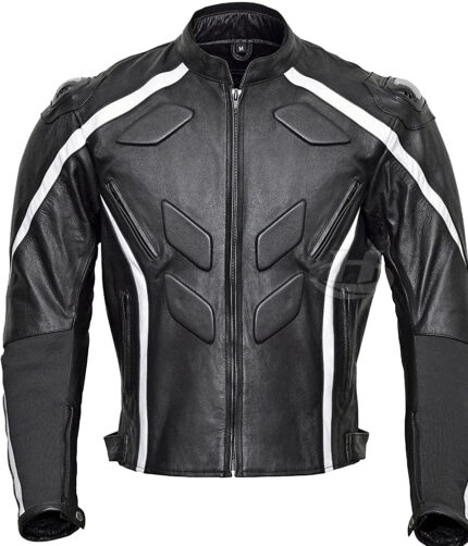 Men's Black Racer Biker Jacket Motorcycle PU Leather Jacket Cool Zipper Pockets Fashion Coats