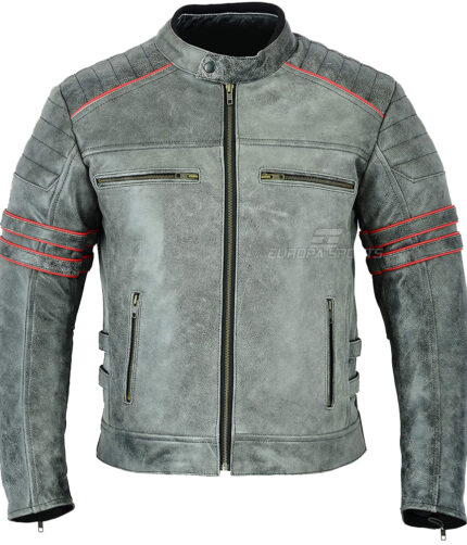 Men's Black Racer Biker Jacket Motorcycle PU Leather Jacket Cool Zipper Pockets Fashion Coats