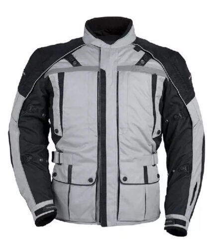 Long Half White & Black Jacket Waterproof Breathable Top-Quality Material Armored Motorbike Cordura Textile Jacket