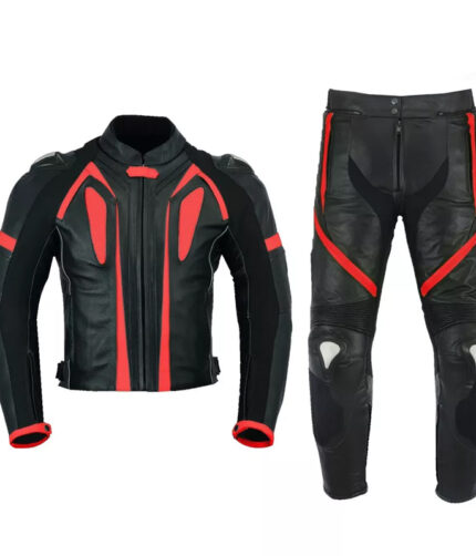 2-Piece Cowhide Leather 2023 Stylish Motorbike Suit with Protectors Breathable Touring Jacket Pants Motocross Racing Suit