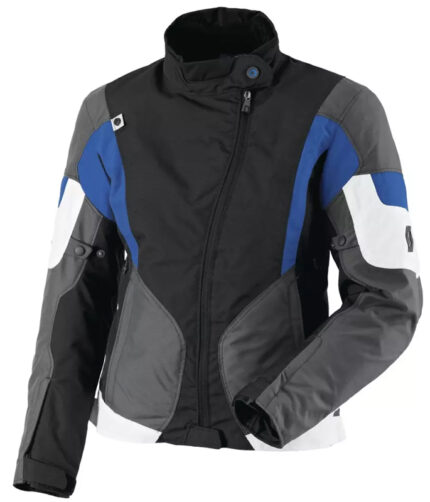 Women Blue & Gray Waterproof Breathable Jacket Long Top-Quality Material Armored Motorbike Cordura Textile Jacket