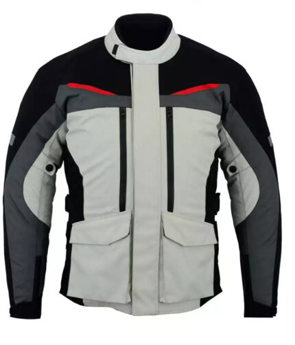 Long Black, White Top-Quality Material Waterproof Breathable Armored Motorbike Cordura Textile Jacket