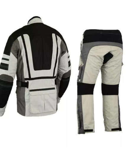 2-Piece Cordura/Textiles Black & White Motorbike Suit with Protectors Waterproof Breathable Touring Jacket Pants Motocross Racing Suit 2023