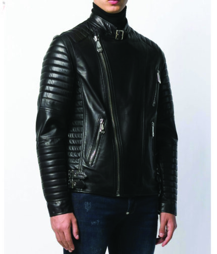 Men's Black Racer Biker Jacket Motorcycle PU Leather Jacket Cool Zipper Pockets Fashion Coats