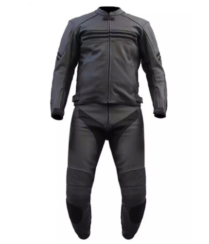 Two Piece Cowhide Leather Motorbike Racing Suit 2023 Full Black Stylish with Protectors Breathable Touring Jacket Pants Motocross Riding Suit