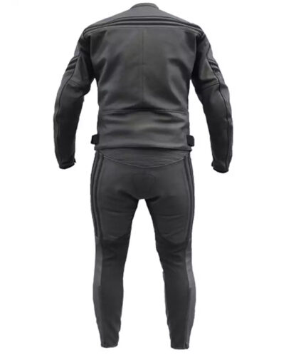 Two Piece Cowhide Leather Motorbike Racing Suit 2023 Full Black Stylish with Protectors Breathable Touring Jacket Pants Motocross Riding Suit