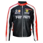 Ferrari Red And Black Biker Motorcycle Racing Jacket