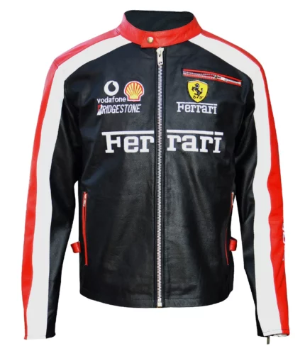 Ferrari Red And Black Biker Motorcycle Racing Jacket