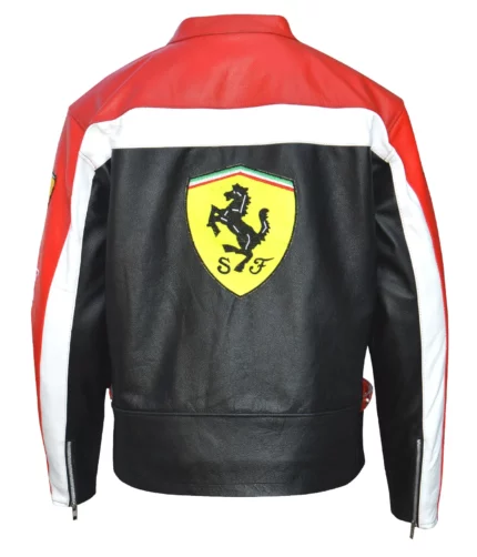 Ferrari Red And Black Biker Motorcycle Racing Jacket