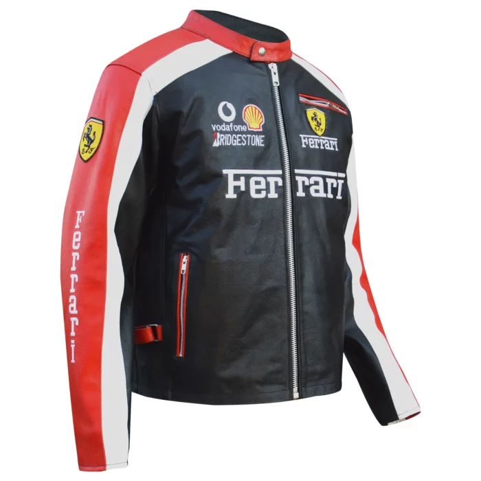 Ferrari Red And Black Biker Motorcycle Racing Jacket