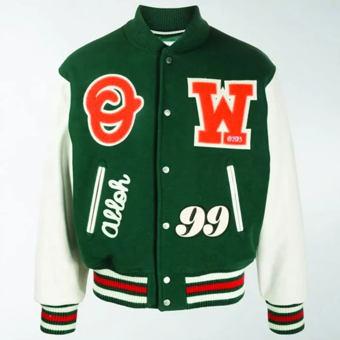 Baseball Bomber Jackets Latest Fashion Embroidery Green & White Sleeves Letterman Varsity Jacket Unisex