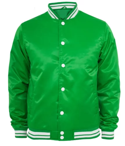 Baseball Bomber Jackets Fashion Green Leather Letterman Varsity Jacket Unisex