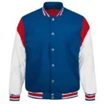 Baseball Bomber Jackets Fashion Blue, Red & White Sleeves Letterman Varsity Jacket Unisex