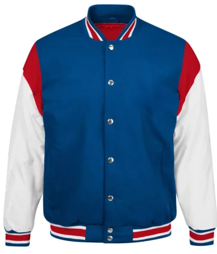 Baseball Bomber Jackets Fashion Blue, Red & White Sleeves Letterman Varsity Jacket Unisex